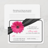 Pink Gerber Daisy Black Ribbon Wedding RSVP (Vorne/Hinten)