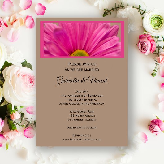 Pink Gerber Daisy Blume Wedding Einladung