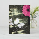 Pink Gerber Daisy Butterfly Dream Birthday Party Einladung (Stehend Vorderseite)