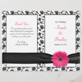 Pink Gerber Daisy Damask Floral Wedding Program (Vorderseite)