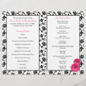 Pink Gerber Daisy Damask Floral Wedding Program (Rückseite)
