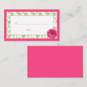 Pink Gerber Daisy Green Damask Hochzeitsfeiern Pla Platzkarte (Vorne/Hinten)