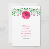 Pink Gerber Daisy Green Floral Wedding Einladung (Rückseite)
