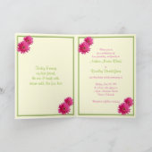 Pink Gerber Daisy Green Ribbon Wedding Einladung (Innenseite)