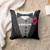 Pink Gerber Daisy Groom's Tuxedo Kissen (Decke)