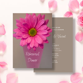 Pink Gerber Daisy in Vase Wedding Probe Dinner Einladung
