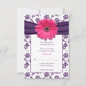 Pink Gerber Daisy Lila Damask Wedding Replik Card RSVP Karte (Vorderseite)
