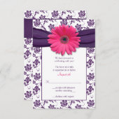Pink Gerber Daisy Lila Damask Wedding Replik Card RSVP Karte (Vorne/Hinten)