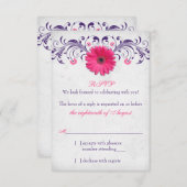 Pink Gerber Daisy Lila Gray Floral Wedding RSVP (Vorne/Hinten)