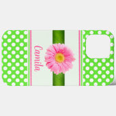 Pink Gerber Daisy mit Polka Docks Case-Mate iPhone Hülle (Rückseite (Horizontal))