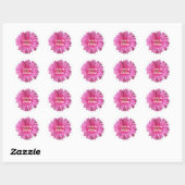Pink Gerber Daisy mit Textaufkleber Runder Aufkleber (Blatt)