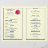 Pink Gerber Daisy Navy Ribbon Wedding Program (Rückseite)