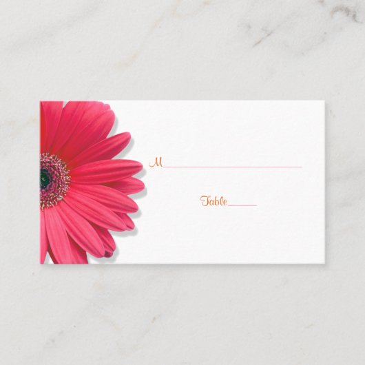 Pink Gerber Daisy Orange Ribbon Wedding Platzkarte (Vorderseite)