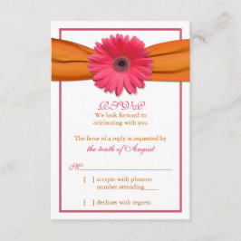 Pink Gerber Daisy Orange Ribbon Wedding RSVP Antwo
