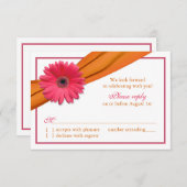 Pink Gerber Daisy Orange Ribbon Wedding RSVP Card (Vorne/Hinten)