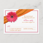 Pink Gerber Daisy Orange Ribbon Wedding RSVP Card (Vorderseite)