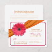 Pink Gerber Daisy Orange Ribbon Wedding RSVP Karte (Vorne/Hinten)