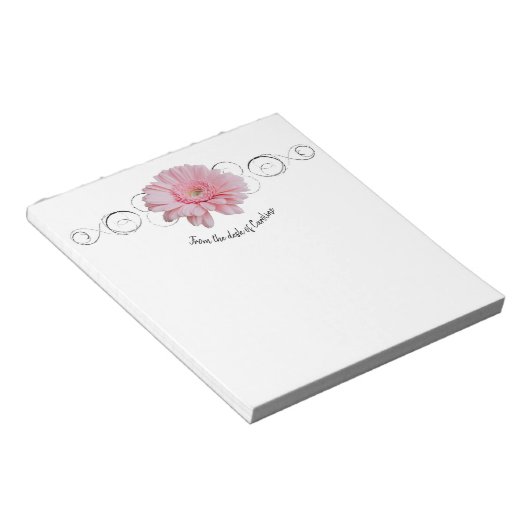 Pink Gerber Daisy Personalisiert Notepad Notizblock (angewinkelt)