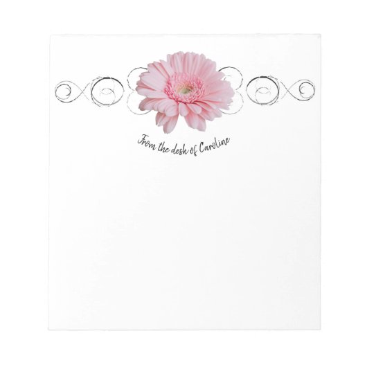 Pink Gerber Daisy Personalisiert Notepad Notizblock (Vorderseite)