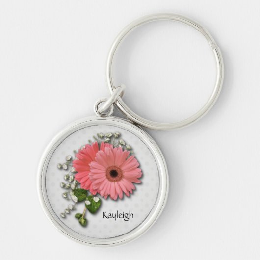 Pink Gerber Daisy Personalisierter Schlüsselanhäng Schlüsselanhänger (Vorne)