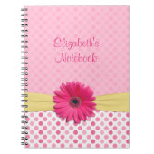 Pink Gerber Daisy Polka Dot Personalisiertes Noteb Notizblock (Vorderseite)