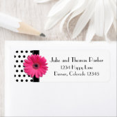 Pink Gerber Daisy Polka Dot Wedding Rücksendeadres (Insitu)
