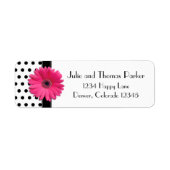 Pink Gerber Daisy Polka Dot Wedding Rücksendeadres (Vorne)