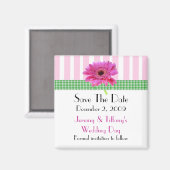 Pink Gerber Daisy Save the Date Magnet (Vorderseite/Rückseite)