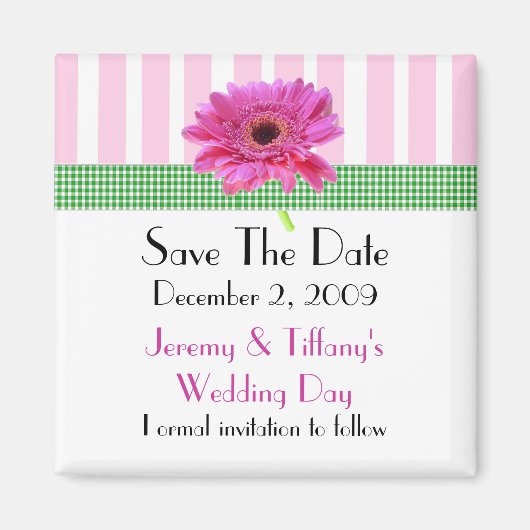 Pink Gerber Daisy Save the Date Magnet (Vorne)