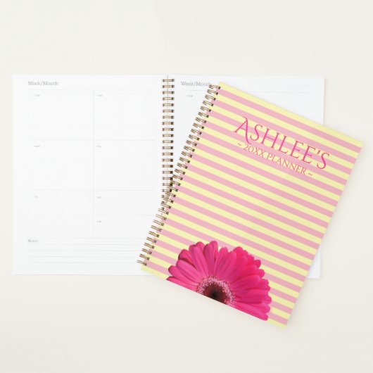 Pink Gerber Daisy Striped Personalisiert Planer (Anzeige)