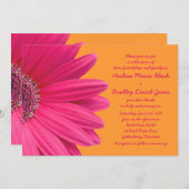Pink Gerber Daisy und Orange Wedding Einladung (Vorne/Hinten)