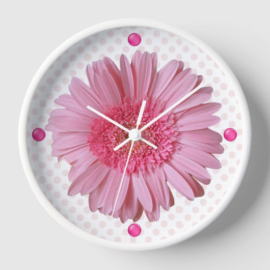 Pink Gerber Daisy Wallclock Uhr (Vorderseite)