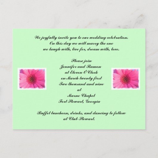 Pink Gerber Daisy Wedding Einladung (Rückseite)