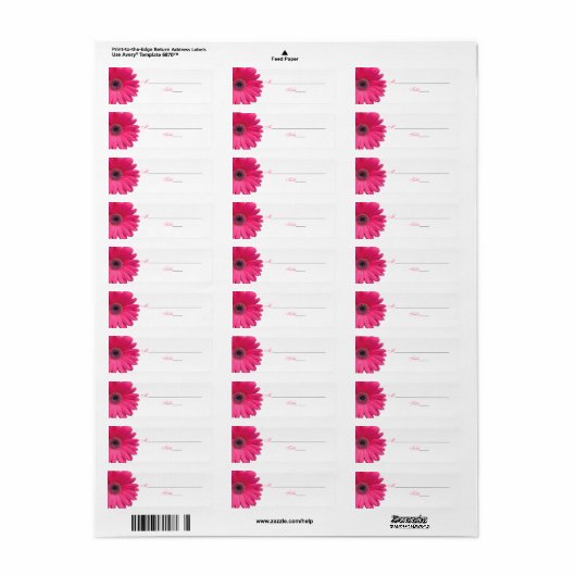 Pink Gerber Daisy Wedding Platzkarte Labels (Vorne)