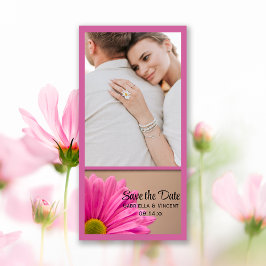 Pink Gerber Daisy Wedding Save the Date Foto Card