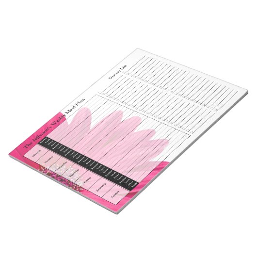 Pink Gerber Daisy Weeky Personalisiert Meal Planne Notizblock (angewinkelt)