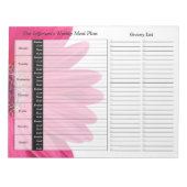 Pink Gerber Daisy Weeky Personalisiert Meal Planne Notizblock (Vorderseite)