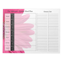 Pink Gerber Daisy Weeky Personalisiert Meal Planne Notizblock