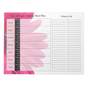 Pink Gerber Daisy Weeky Personalisiert Meal Planne Notizblock