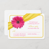 Pink Gerber Daisy Yellow Ribbon Wedding RSVP (Vorne/Hinten)