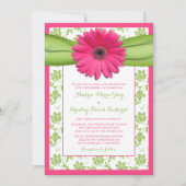 Pink Gerber Green Floral Damask Einladung Hochzeit (Vorderseite)