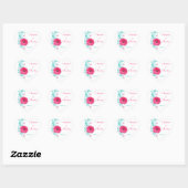 Pink Gerber Turquoise Floral Wedding Umschlag Aufk Herz-Aufkleber (Blatt)