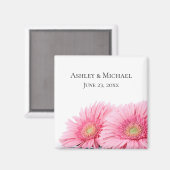 Pink Gerbera Daisies Elegante Hochzeit der Fotogra Magnet (Vorderseite/Rückseite)