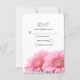Pink Gerbera Daisies Elegante Hochzeit der Fotogra RSVP Karte