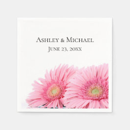 Pink Gerbera Daisies Elegante Hochzeit der Fotogra Serviette