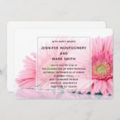 Pink Gerbera Daisies Elegantes Foto Hochzeit Einladung (Vorne/Hinten)
