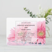 Pink Gerbera Daisies Elegantes Foto Hochzeit Einladung (Stehend Vorderseite)