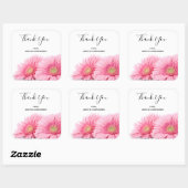Pink Gerbera Daisies Elegantes Foto Vielen Dank Quadratischer Aufkleber (Blatt)