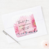 Pink Gerbera Daisies Elegantes Foto Vielen Dank Quadratischer Aufkleber (Umschlag)