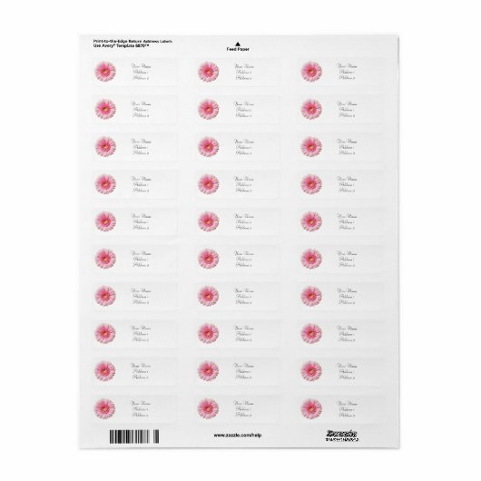 Pink Gerbera Daisy Address Labels (Vorne)